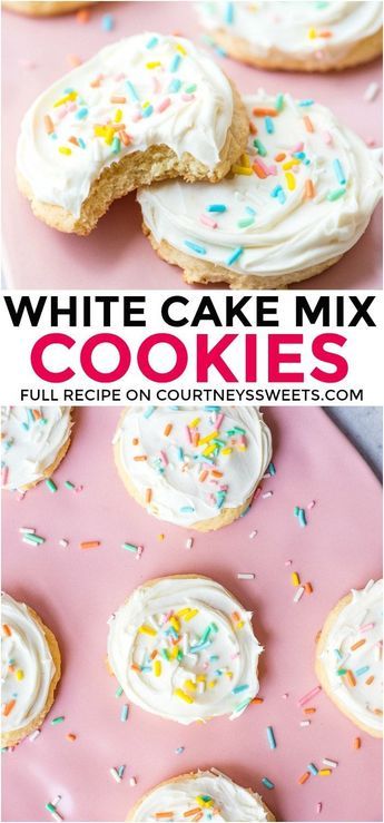 White Box Cake Recipes Ideas, White Cake Box Cookies, How To Make Cookies From Cake Mix Boxes, Recipes With Vanilla Cake Mix Boxes, What To Make With White Cake Mix Recipes, Cakemix Cookie, White Cake Mix Recipes, White Cake Mix Cookies, Mousse Au Chocolat Torte