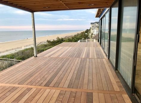 Marnie Oursler on Instagram: “Decking is in! Here we used Ipe decking which is a great option as it's naturally resistant to rot and decay and can last up to 50 years…” Epay Wood, Ipe Deck, Ipe Wood Deck, Ipe Decking, Ipe Wood, Grey Houses, Decks Backyard, Outdoor Living Room, Wood Deck