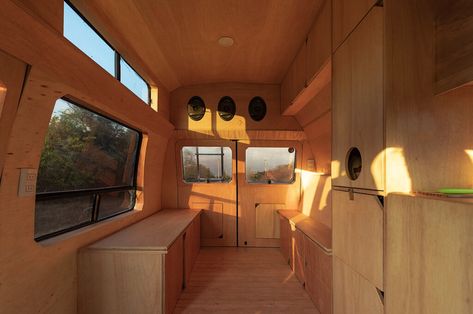 Chevy Camper Van, Small Mobile Homes, Flexible Plywood, Tiny House Designs, Wooden Interior, Tiny Home On Wheels, Home On Wheels, Chevy Van, Campervan Interior