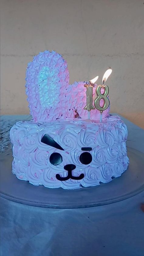 Bt21 Cake Ideas, Cooky Cake Bt21, Bt21 Cake Birthday Ideas, Bts Birthday Party Ideas, Bts Cake Ideas, Bts Cake Birthday Ideas, Jungkook Cake Ideas, Bts Cake Simple, Jungkook Cake