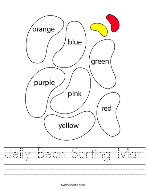 Jelly Bean Sorting Mat Worksheet - Twisty Noodle Transportation Worksheet, Easter Worksheets, Holiday Worksheets, Twisty Noodle, Sorting Mats, Holiday Lettering, Handwriting Worksheets, Kids Create, Jelly Bean