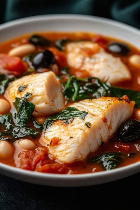 Greek Fish Recipe, Mediterranean Diet Recipes For Beginners, Soup With White Beans, Greek Fish, Cranberry Quinoa Salad, Mediterranean Fish, Veggie Skillet, Garlic Herb Chicken, Tuna Avocado