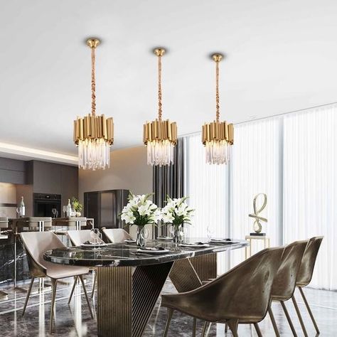 Modern LED Crystal Pendant Chandelier - Contemporary - Chandeliers - by LuxHomeDecor Luxury Kitchen Island, Crystal Chandelier Lighting, Modern Crystal Chandelier, Chandelier Decor, Stainless Steel Lighting, Crystal Pendant Lighting, Island Pendant Lights, Kitchen Island Lighting Pendant, Crystal Lighting