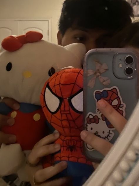 hello kitty and spider man Hello Kitty And Spiderman, Hello Kitty Design, Spiderman Theme, Hello Kitty Aesthetic, Cute Relationship Photos, The Love Club, Hello Kitty Pictures, Hello Kitty Items, Hello Kitty Collection