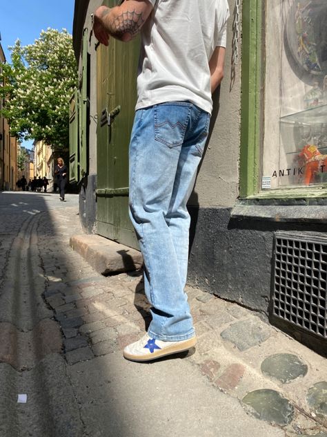 Mens Golden Goose Sneakers Outfit, Starboy Fits, Ss23 Trends, Streetwear Outfit Men, Guy Outfit, Golden Sneakers, Watch Aesthetic, Golden Goose Sneakers Outfit, Golden Goose Outfit