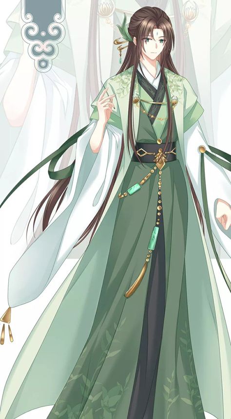 Hanfu Men Green, Male Hanfu Drawing, Chinese Oc Male, Hanfu Men Traditional, Chinese Hanfu Male, Hanfu Boy, Male Hanfu, Hanfu Male, Chinese Kimono