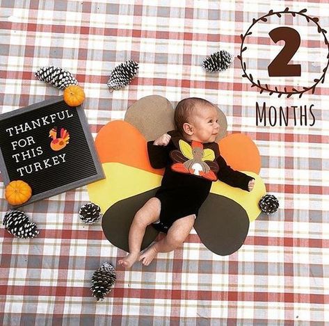 Thanksgiving Photo Ideas, Thanksgiving Baby Pictures, Holiday Baby Pictures, Baby Holiday Photos, Fun Baby Announcement, Baby Milestones Pictures, One Month Baby, Thanksgiving Photos