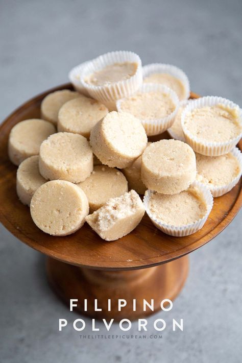 Filipino Polvoron - The Little Epicurean Polvoron Recipe, Easy Shortbread Cookies, Polvorones Recipe, Filipino Dessert Recipes, Pinoy Dessert, Mini Cupcake Pan, Filipino Food Dessert, Vegetarian Cookies, Buttery Shortbread