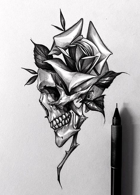 Black And Grey Background Tattoo, Mens Shin Tattoo Ideas, Dark Love Tattoo, Dark Flower Tattoo Cover Up, Drawing Guidelines, Tattoo Designs Drawings, Skull Drawings, Skull Rose Tattoos, Wiccan Tattoos