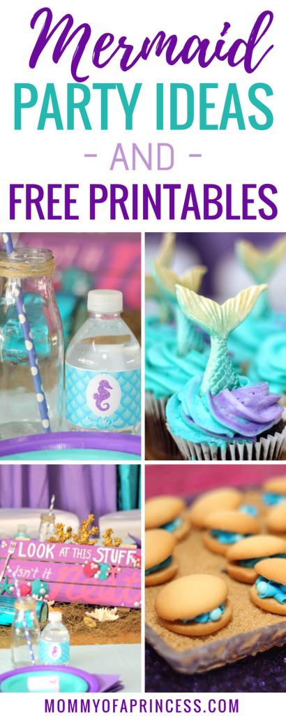 Looking for mermaid party food ideas Pinterest? Check out these fun ideas plus FREE printable mermaid water bottle labels. These mermaid party ideas 4 year old are perfect for your little girl. Mermaid Bday Decorations, Mermaid Party Printables, Mermaid Birthday Party Food, Mermaid Party Ideas, Mermaid Party Food, Mermaid Birthday Party Ideas, Mermaid Pool Parties, Mermaid Birthday Party Decorations, Mermaid Theme Birthday Party