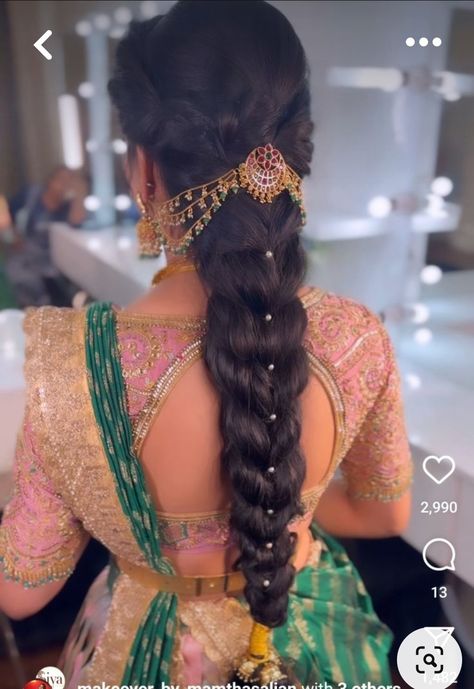 Hairstyle Traditional Indian, Hair Styles For Engagement Brides, Seemantham Hairstyle, Hairstyles For Bride Indian, Traditional Hairstyles Indian, Engagement Hairstyles For Saree, Hairstyles For Marriage, Jada Hairstyles, Traditional Hairstyle For Saree