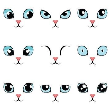 Cat Eyes Drawing, Cat Face Drawing, Realistic Eye Drawing, Arte Doodle, Cute Cat Face, Cartoon Eyes, Pola Sulam, Blue Cat, Cute Eyes