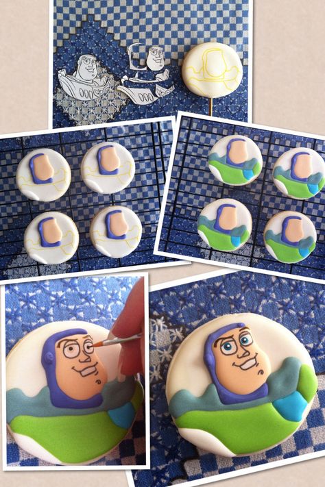 Buzz Lightyear Cookies Decorated, Buzz Lightyear Cookies, Toy Story Cupcakes, Toy Story Cookies, Cookies Decoradas, Disney Cookies, Toy Story Theme, Sugar Cookie Royal Icing, Toy Story Cakes