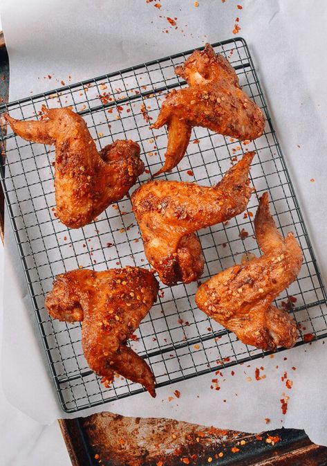 Spicy Fried Chicken Wings - Chinese Takeout Style - The Woks of Life Fried Chicken Drumsticks, Chicken Wing Recipes Fried, The Woks Of Life, Chinese Spices, Spicy Fried Chicken, Drumstick Recipes, Chicken Drumstick Recipes, Chinese Takeout, Fried Chicken Wings