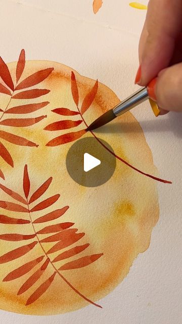 𝓝𝓮𝓰𝓲𝓷 𝓐𝓻𝓶𝓸𝓷 on Instagram: "Easy watercolor painting practice, painting autumn leaves 🍁 Start by a wet on wet technique to create a background . Let it dry and paint in leaves with a darker color. Add some splatter paint and paint smaller leaves to create pattern. Use a pointy round brush to easily paint the leaves with one single movement. #watercolortechnique #watercolorpainting #watercolortutorial #paintwithme #creativity #creativecontent #paintingfun #autumnillustration #autumnpainting #aqu Wet On Wet Technique, Easy Watercolor Painting, Practice Painting, Watercolor Autumn Leaves, Painting Practice, Splatter Paint, Autumn Illustration, Watercolor Paintings Easy, Round Brush