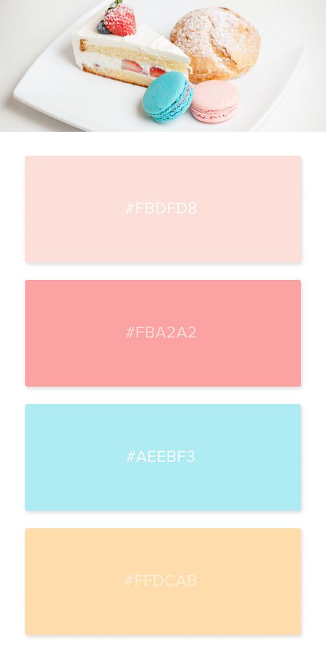 Photography Color Schemes, Dessert Color Palette, Bakery Color Palette, Cake Color Palette, Food Color Palette, Pink Blue Cake, Bakery Truck, Food Colors Palette, Cake Palette