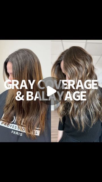 Adina Pignatare | BALAYAGE | HAIR VIDEOS | EDUCATOR on Instagram: "I loved doing this transformation 🖤 Gray coverage AND balayage 

I used #inoa 5.1 & 6N with 20 Volume.

iNOA ratio is 1:1. Processes for 35 minutes. It’s driven by oil so naturally it’s super conditioning. It’s fragrance & ammonia free! People say it’s super comfortable in the scalp during the processing.

Once she was done processing, I shampooed, conditioned & dried her hair. The reason I did this in two step was due to the amount of regrowth she had. I wanted to apply the iNOA formula all the way to the ends to have an even canvas to paint on.

I balayaged with #blondstudio 8 with 40 Volume. 

When I paint a brunette I typically don’t paint both sides of the hair. When you paint both sides it can expose too much warmth. Level 6 Base With Balayage, Gray Coverage For Brunettes, Gray Coverage Balayage, Balayage To Cover Gray Hair, Partial Balayage Brunettes, Balayage Hair Videos, Balyage Long Hair, Partial Balayage, Gray Balayage