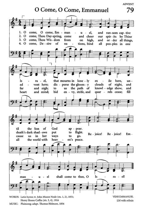 Christmas Hymns Lyrics, Christmas Hymns, O Come O Come Emmanuel, Christmas Carols Lyrics, O Come Emmanuel, Gospel Song Lyrics, Christian Hymns, Christmas Songs Lyrics, Hymn Sheet Music