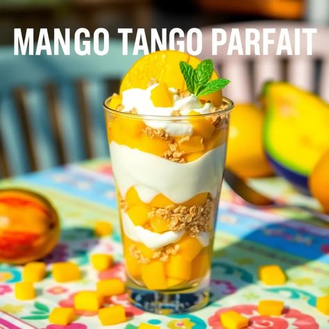 Energize your day with a fruity Mango Tango Parfait! 🥭🍦 Dive into this tropical delight now! #HealthyBreakfast #MangoLovers Mango Yogurt, Mango Tango, Creamy Yogurt, Fruit Parfait, Crunchy Granola, Tropical Fruit, Tango, Granola, Healthy Breakfast