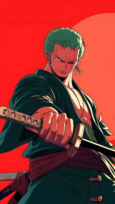 Wallpapers Wolf, Zoro Art, Zoro Wallpapers, Red Wallpapers, Zoro Roronoa, One Piece Cartoon, Zoro Nami, One Piece Wallpaper Iphone, Cool Anime Backgrounds