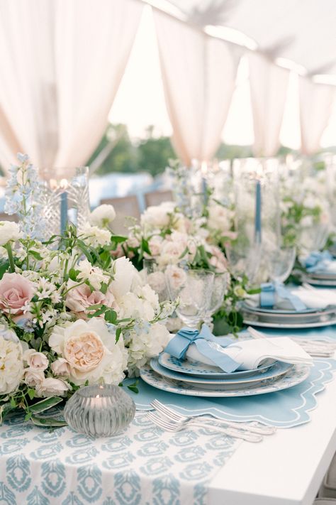 Green And Blue Tablescape, Grandmellinial Wedding, Chestertown Maryland, Martha Stewart Wedding, Wedding Guest Etiquette, Blue Table Settings, Grandmillennial Style, Emma Kate, Martha Weddings