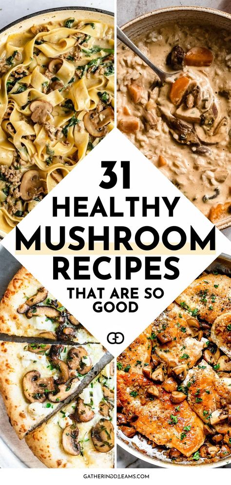 These unique and healthy mushroom recipes are packed with earthy flavors and are super healthy for you and your family. From stuffed mushrooms and tacos to bumper burgers, these dishes are all about showcasing these versatile fungi! Dinner With Mushrooms Healthy, Mushroom Meal Prep Recipes, Healthy Mushroom Dinner, Meals To Make With Mushrooms, Recipes With Baby Bella Mushrooms, Cooking With Mushrooms, Recipes With Mushrooms Healthy, Portabello Mushrooms Recipes, Recipes Using Mushrooms