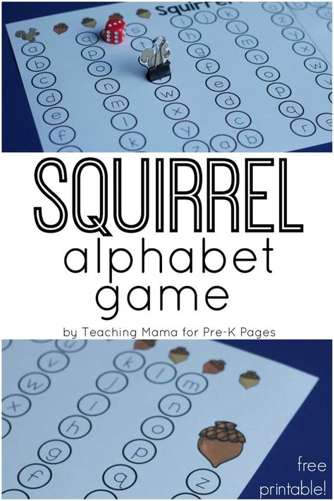 Squirrel Alphabet Game for preschool, perfect for a fall theme. Use this… Squirrel Literacy Activities Preschool, Letters Of Alphabet, Autumn Preschool Theme, English Abc, Letter Recognition Games, Game For Preschool, Fall Lesson Plans, Alphabet Game, Fall Themes