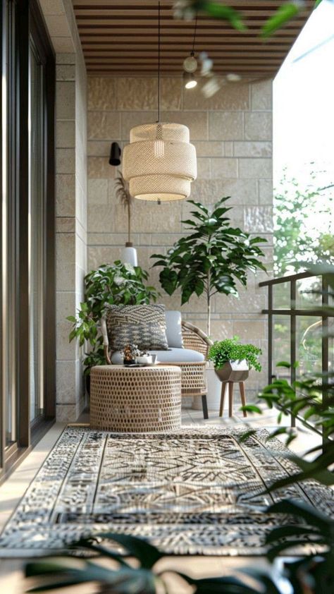 Balcony Accent Wall, Small Outdoor Patio Decor, Outdoor Accessories Decor, Outdoor Patio Apartment, Balcony Plants Ideas, Modern Balcony Design, Modern Balcony Ideas, Balkon Decor, Small Balcony Garden