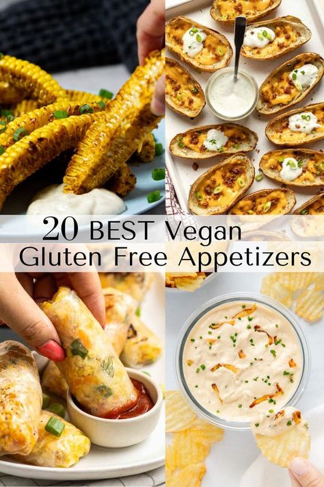 This collection of vegan gluten free appetizers is sure to satisfying all your snack cravings. Perfect for parties, gatherings or simply snacking. These plant based finger foods are full of flavour, wholesome ingredients and are so indulgent. Try these gluten free vegan bites, they're are sure to fulfill your appetizer needs. Vegan Gluten Free Appetizers, Gluten Free Tea Party Food, Gluten Free Vegetarian Appetizers, Gluten Free Dairy Free Appetizers, Gluten Free Party Snacks, Vegan Appetizers Easy, Gluten Free Finger Foods, Gluten Free Camping, Vegan Bites