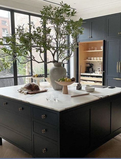 Transitional Kitchen Decor, Eyeswoon Kitchen, Vase Floor, Kitchen Decor Grey, Brooklyn Townhouse, Grey Floor, Athena Calderone, Open Plan Kitchen Diner, Organic Kitchen