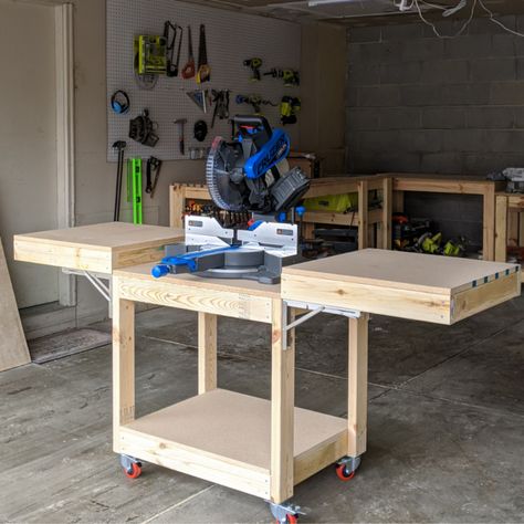 Miter Saw Stand Plans, Diy Miter Saw Stand, Workbench Plan, Mitre Saw Station, Garage Workbench Plans, Table Saw Workbench, Miter Saw Table, Mitre Saw Stand, Saw Stand