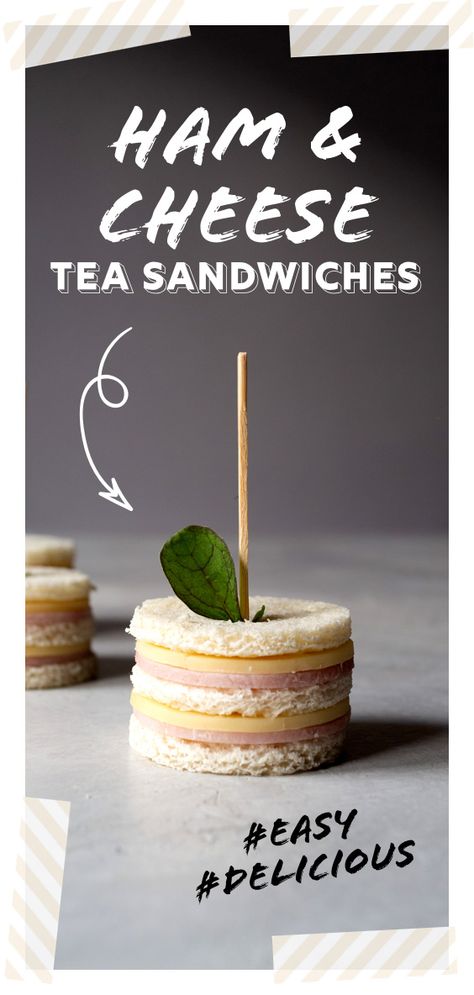 Freaking cute ham and cheese sandwiches perfect for afternoon tea, parties, and snack time! Two bites and they’re gone. #hightea #teasandwiches #highteasandwiches #afternoontea #highteamenu #teamenu #hamandcheese #fingersandwiches Easy Finger Sandwiches, Cheese Tea Sandwiches, Baby Shower Food Easy, Sandwiches Afternoon Tea, Ham And Cheese Sandwiches, Cheese Tea, Tea Party Sandwiches, Party Snacks Easy, Appetizers For Kids