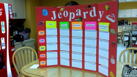 DIY Jeopardy Board Nutrition Games, Jeopardy Board, Enrichment Projects, Senior Living Activities, Nutrition Infographic, Fun Group Games, Nutrition Month, Health Fair, Youth Group Games