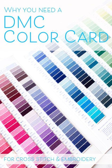 How to use a DMC color card Dmc Thread Color Chart, Dmc Floss Organization, Dmc Floss Chart Color Palettes, Dmc Color Chart Printable Free, Embroidery Thread Storage, Embroidery Floss Storage, Dmc Floss Chart, Dmc Color Chart, Floss Storage