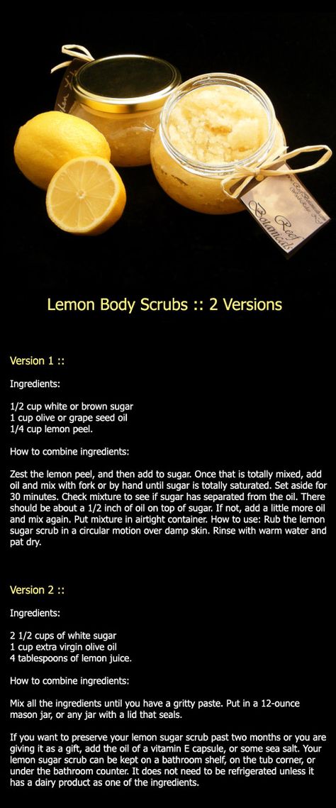 Lemon Body Scrub Recipes from http://www.skin-care-recipes-and-remedies.com/lemon-body-scrub.html (graphic tutorial :: bcr8tive) Lemon Body Scrub, Body Scrub Recipes, Graphic Tutorial, Body Graphic, Lemon Scrub, Body Scrub Recipe, Aging Beauty, Diy Kosmetik, Diy Body Scrub