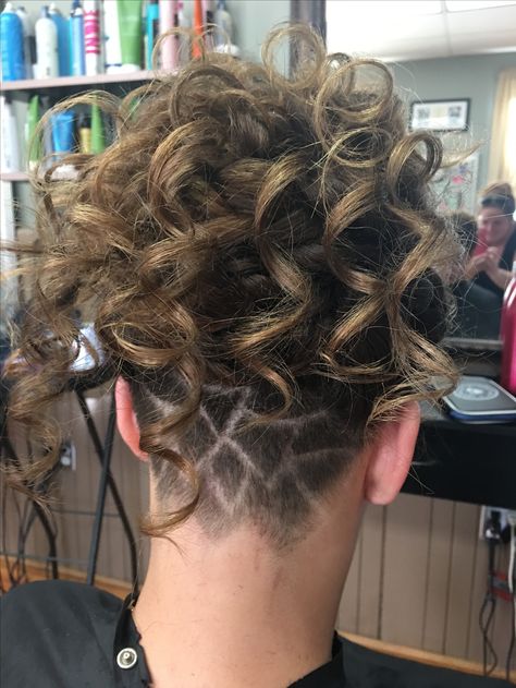 Updo with undercut by Misty Haskell Boccaccio’s Salons Undercut Updos Wedding, Wedding Hairstyles With Undercut, Updo With Undercut, Undercut Updo Hairstyles, Undercut Updo, Undercut Ideas, Undercut Long Hair, Bridesmaid Updo, Curly Updo