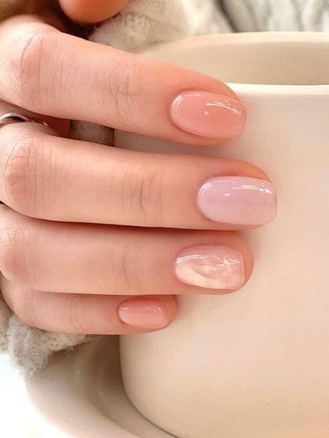 18 Korean-Inspired Nude Nail Designs for a Chic Look | The KA Edit Korean Jelly Nails, Nail Art Korean, Nude Nails With Glitter, White Tip Nails, Nude Nail, Nude Nail Designs, Minimalist Nail Art, Blush Nails, Ombre Nail Designs