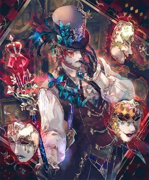 Card: Formbender Fantasy Circus Concept Art, Circus Magician Character Design, Magician Art Character Design, Fantasy Carnival Art, Ring Leader Character Design, Circus Fantasy Art, Casino Character Design, Circus Character Art, Card Magician Character Design