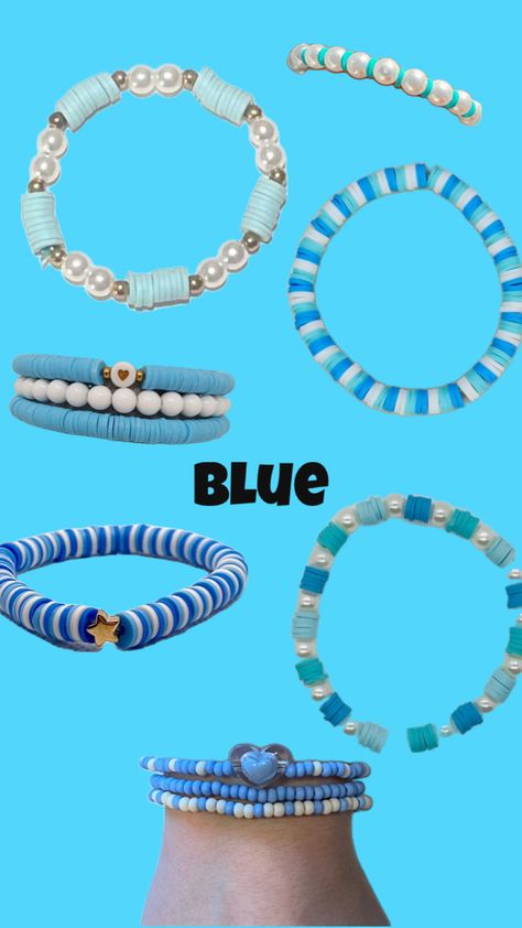 Good ideas for blue braclets Braclate Ideas Clay Beads, Clay Head Bracket Ideas, Blue Bracelets, Clay Bead Bracelets, Clay Bead Necklace, Vbs 2024, Crystal Bead Jewelry, Clay Bracelet, Good Ideas