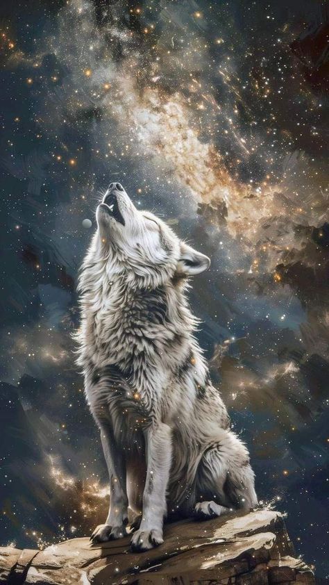 Howling Wolf Painting, Wolf Moon Wallpaper, Lone Wolf Wallpaper, Wolf Face Paint, Night Wolf, Wolf Howling At The Moon, Wolf Clothing, Wolf Decor, Wolf Background