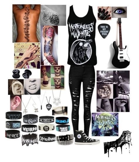 "City Lights-Motionless In White" by hold-on-till-may-lca ❤ liked on Polyvore featuring White Raven, Karen Kane, Converse, INDIE HAIR and Nails Inc. Motionless In White Outfit Ideas, Motionless In White Concert Outfit, White Concert Outfit, Goth Grunge Outfits, White Outfit Ideas, Alternative Subcultures, Emo Clothes, White Raven, Hi Top Sneakers