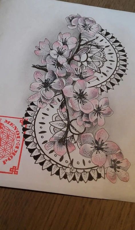 Mandala Hip Tattoos Women Lotus Flowers, Cherry Blossom Mandala Tattoo, Floral Mandala Tattoo, Mandala Flower Tattoos, Hip Tattoos, Forarm Tattoos, Upper Arm Tattoos, Dope Tattoos For Women, Mandala Tattoo Design