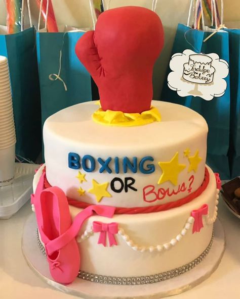 This gender reveal cake was so much fun to create....and cut....and eat 🙄! I love when I'm asked to come up with something creative. Boxing… Boxing Gender Reveal Cake, Gender Reveal Ideas Boxing Theme, Boxing Gender Reveal Ideas, Boxing Gender Reveal, Boxing Party, Gender Reveal Baby Shower Themes, Pregnancy Gender, Pregnancy Gender Reveal, Gender Reveal Party Theme