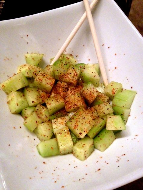 cucumber and Tajin Cucumber And Tajin, Cucumbers And Tajin, Fruits With Tajin, Cucumber Tajin Snack, Cucumbers With Lime And Tajin, Tajin On Fruit, Mexican Mango, Mango Verde, Unhealthy Snacks