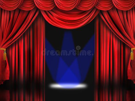 Red Theater Stage with Blue Spot Lights Stock Illustration - Illustration of entertainment, comedy: 8222836 Stage Illustration Theatre, Spotlight On Stage, Stage With Spotlight, Lights Illustration, Pink Stage Lighting, Light Illustration, Red Stage Curtains, Theater Stage, Stage Curtains