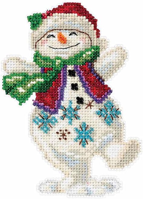 Snowman Dancing Beaded Counted Christmas Holiday Cross Stitch Kit Mill Hill 2016 Jim Shore Winter Series JS201613 Mill Hill, Holiday Cross Stitch, Perforated Paper, Jim Shore, Plastic Canvas Crafts, Counted Cross Stitch Kits, Canvas Crafts, Stitch Kit, Cross Stitch Kit