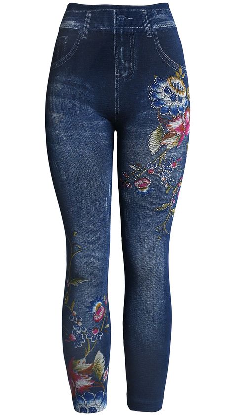 PRICES MAY VARY. Printed Jean Look Leggings Stretchy and comfortable No Pockets, zippers or buttons - faux denim pants Inseam measures approx. 26" . Full length approximately 35" One Size Fits Most - Fits standard women's size comfortably up to size 9 pants Different designs and prints denim look leggings. Our jean leggings offer fashionable look and comfort. Made out of stretchy fabric those leggings are great to create this skinny jeans look without discomfort of regular denim jeans. Great to Denim Print, Jeans Look, Painted Jeans, Favorite Boots, Jeans Leggings, Printed Jeans, Jeans Button, Jean Leggings, Outfits With Leggings