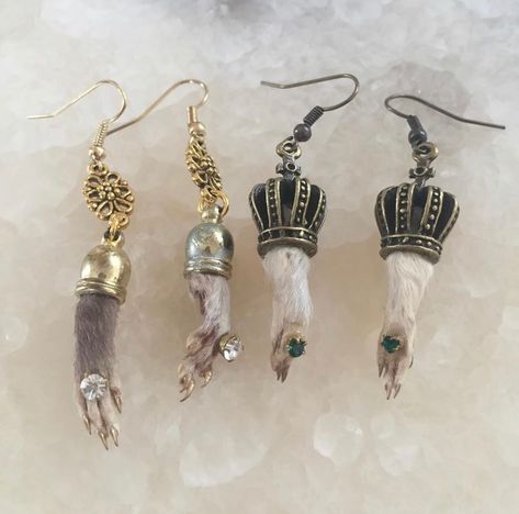 Displacer Beast, Oddities Jewelry, Oddities Decor, Paw Earrings, Taxidermy Jewelry, Marvel Oc, Taxidermy Art, Bone Crafts, Vulture Culture