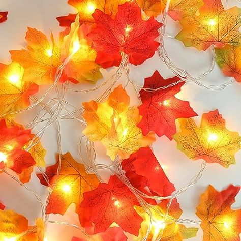 Fall Leaf Garland, Valentinstag Party, Harvest Thanksgiving, Fall Garland, Halloween Yard Decorations, Autumn Lights, Halloween Yard, Light Garland, Leaf Garland