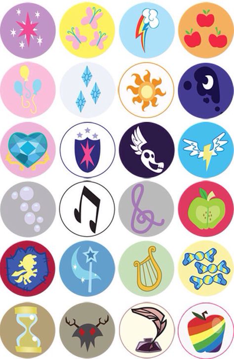 Cutie marks Mlp Cutie Mark Tattoo, Cutie Mark Tattoo Ideas, My Little Pony Tattoo Cutie Mark, Mlp Cutie Mark Ideas, My Little Pony Cutie Mark Ideas, Cutie Marks My Little Pony, Princess Luna Cutie Mark, Cutie Mark Ideas, Luna Cutie Mark